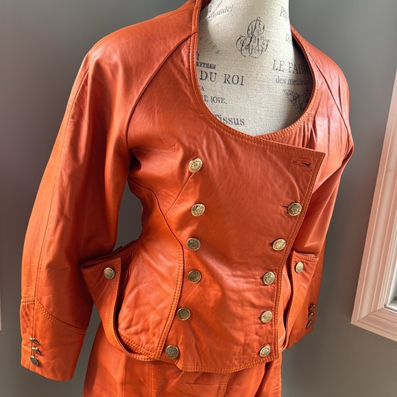 Vintage Sema burnt orange leather suit size 40 - Picture 2 of 16